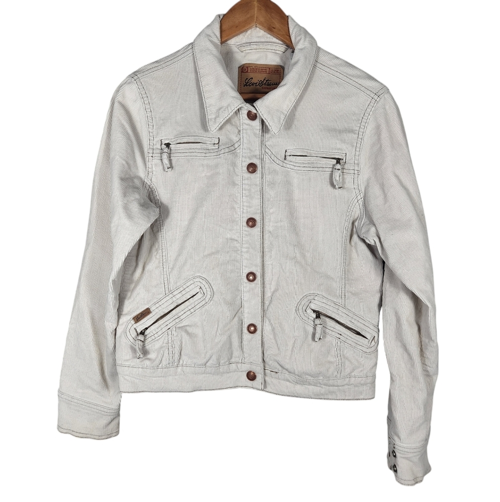 Levi Strauss Signature Off White Corduroy Jacket Medium 8/10 Gold Buttons